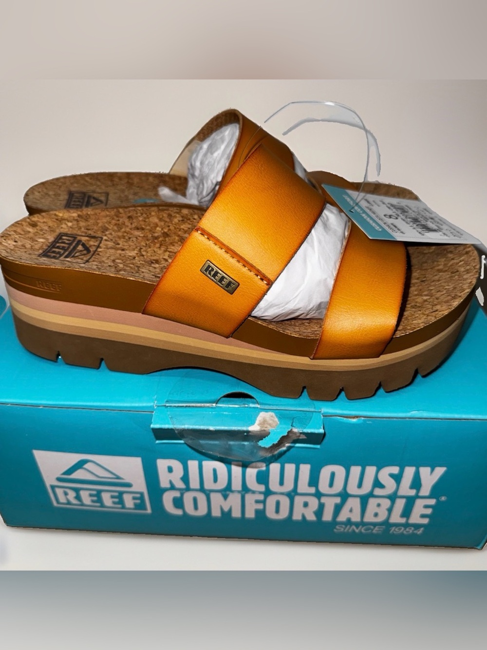 REEF Cushion Vista Higher Platform Sandals – Women’s 8 – Natural – NWT CJ0655